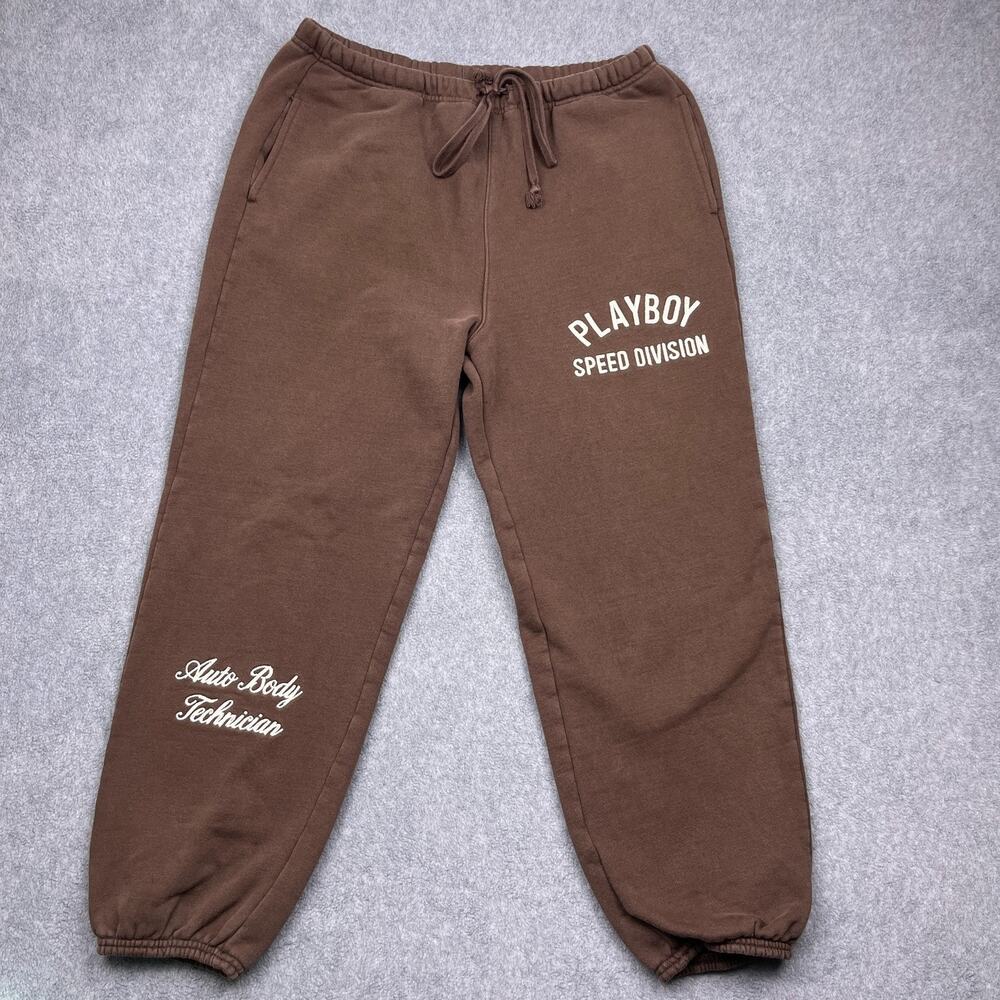 playboy pacsun auto body specialist sweatpants brown large‎